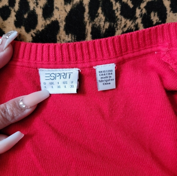 Esprit Red V-Neck Sweater - Picture 4 of 7
